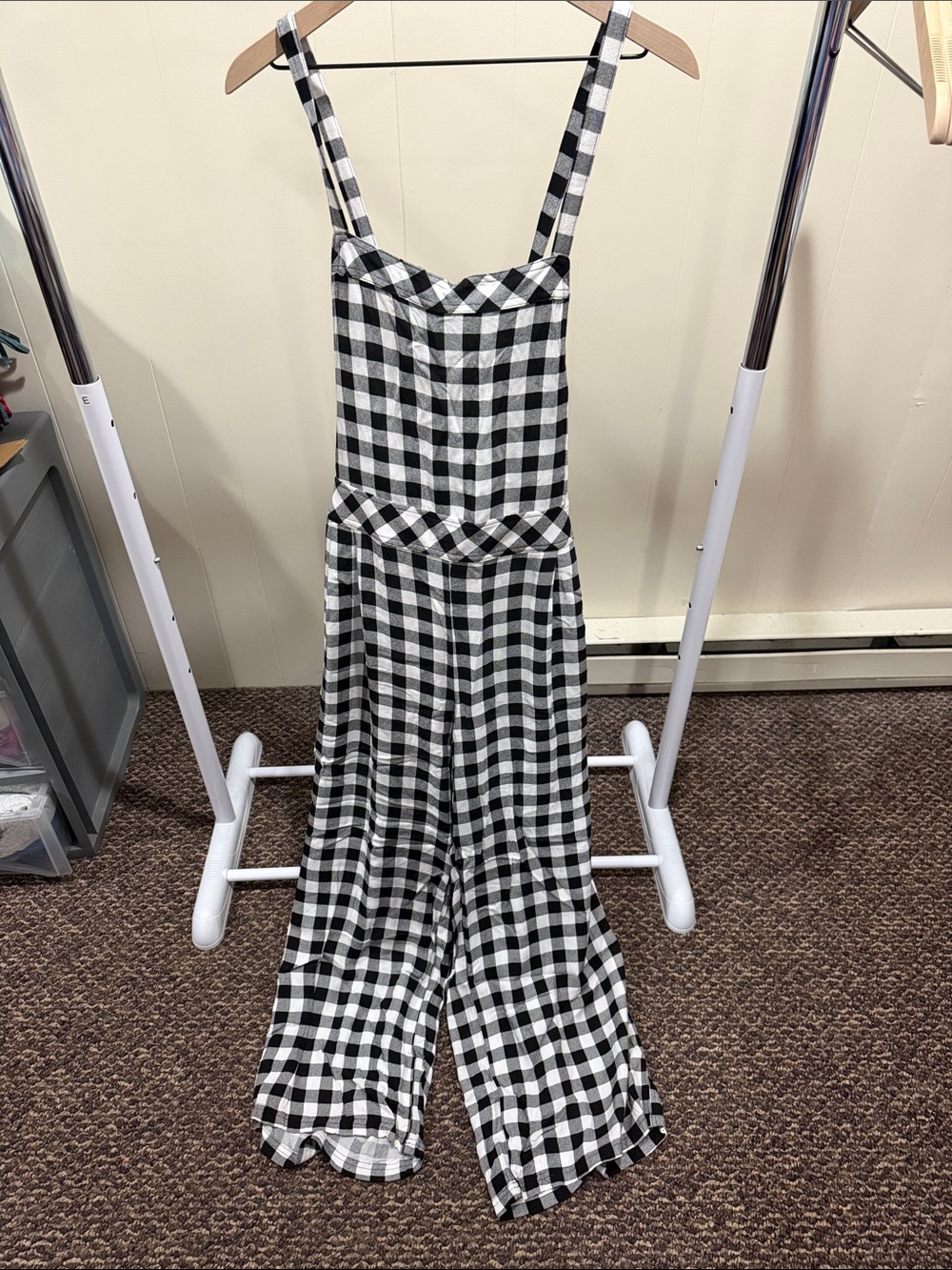 torrid Black & White Gingham Wide-Leg Jumpsuit with Straps